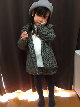 「アイテム（トレンチコート、グレー系）」を使った、さらさん（キッズ・100cm）の秋コーディネート