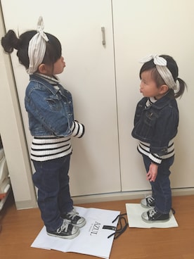「CONVERSE（コンバース）のCONVERSE コンバース CHILD_ALL_STAR_RZ_HI 32513691(15-21) BLACK（スニーカー、ブラック系）」を使った、さらさん（キッズ・100cm）の秋コーディネート