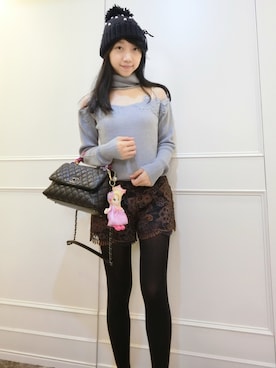 「LILY BROWN（リリーブラウン）のアイテム（カーゴパンツ）」を使った、selenakuo さん（レディース・160cm）の冬コーディネート