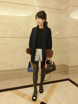 「LILY BROWN（リリーブラウン）のアイテム（カーゴパンツ）」を使った、selenakuo さん（レディース・160cm）の冬コーディネート