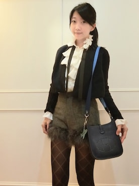 「LILY BROWN（リリーブラウン）のアイテム（カーゴパンツ）」を使った、selenakuo さん（レディース・160cm）の冬コーディネート