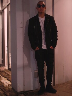 「ALLSAINTS（オールセインツ）のアイテム（ライダースジャケット）」を使った、Mameさん（メンズ・168cm）の秋コーディネート