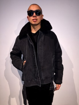 「ALLSAINTS（オールセインツ）のアイテム（ムートンコート）」を使った、Mameさん（メンズ・168cm）の冬コーディネート
