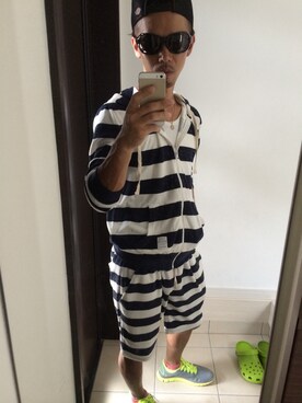 「Dickies（ディッキーズ）のアイテム（キャップ、ブラック系）」を使った、kazさん（メンズ・165cm）の夏コーディネート