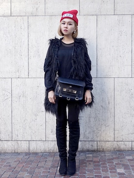「wearsg」｜「アイテム（ハンドバッグ）」を使った、stylist/evonchngさん（レディース・157cm）の冬コーディネート