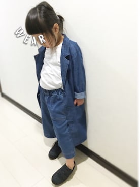 「アイテム（チェスターコート）」を使った、Saku＊Hanaさん（キッズ・100cm）の春コーディネート