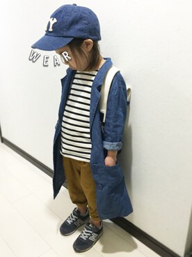 「アイテム（チェスターコート）」を使った、Saku＊Hanaさん（キッズ・100cm）の春コーディネート