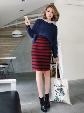「鉛筆裙」｜Kerina*薛妞妞さん（レディース・161cm）の秋コーディネート
