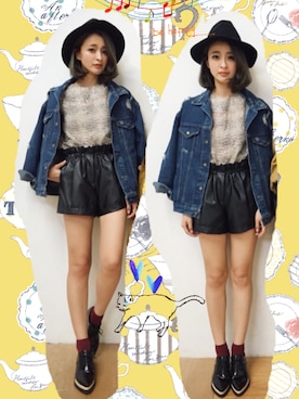 「丹寧」｜「アイテム（ジャケット/アウター）」を使った、Kerina*薛妞妞さん（レディース・161cm）の秋コーディネート