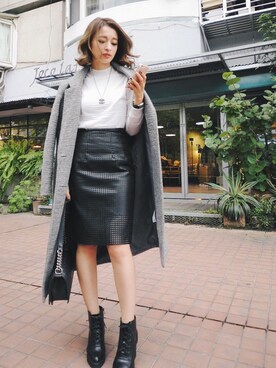 「鉛筆裙」｜Kerina*薛妞妞さん（レディース・161cm）の冬コーディネート