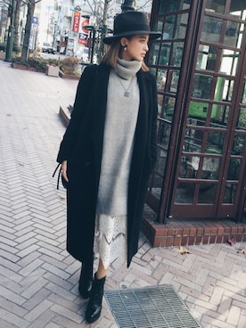 「moussy」｜「アイテム（ダッフルコート）」を使った、Kerina*薛妞妞さん（レディース・161cm）の冬コーディネート