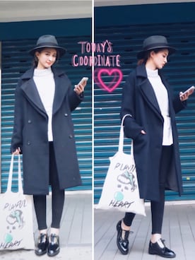 「lazybone（レイジーボーン）のアイテム（バッグ）」を使った、Kerina*薛妞妞さん（レディース・161cm）の冬コーディネート