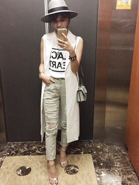 「gray」｜「アイテム（その他アウター）」を使った、Kerina*薛妞妞さん（レディース・161cm）の春コーディネート