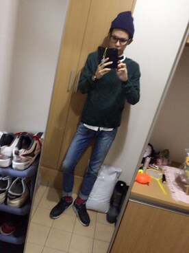 「Bershka（ベルシュカ）のアイテム（デニムパンツ、ブルー系）」を使った、Ka☞Zuさん（メンズ・184cm）の秋コーディネート