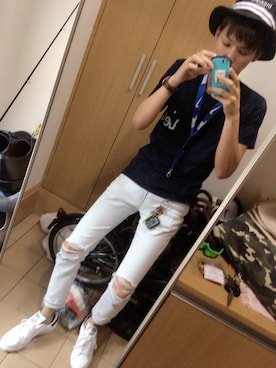 「Lee（リー）の【Lee×CIAOPANIC TYPY】ポケットロゴTee（Tシャツ/カットソー、ブルー系）」を使った、Ka☞Zuさん（メンズ・184cm）の夏コーディネート
