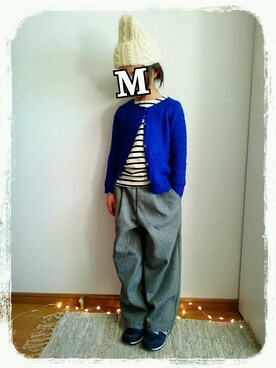 「グレーパンツ」｜Mirinさん（キッズ・120cm）の冬コーディネート