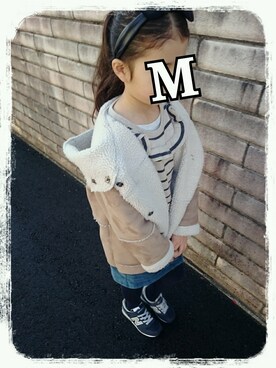 「ベロアスカート」｜Mirinさん（キッズ・120cm）の冬コーディネート