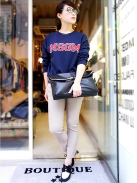 「MSGM（エムエスジーエム）のアイテム（スウェット）」を使った、KOKOROさん（レディース・163cm）の秋コーディネート