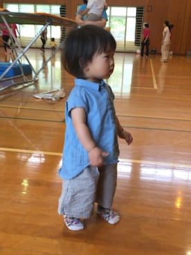 「Birthday（バースデイ）のアイテム（シャツ/ブラウス、ブルー系）」を使った、s a kさん（キッズ）の春コーディネート