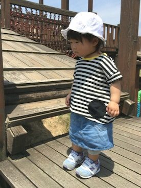 「西松屋（ニシマツヤ）のアイテム（ハット、ホワイト系）」を使った、s a kさん（キッズ）の春コーディネート