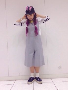 「Ray BEAMS（レイビームス）のアイテム（オールインワン・サロペット）」を使った、ぽこさん（レディース・158cm）の春コーディネート