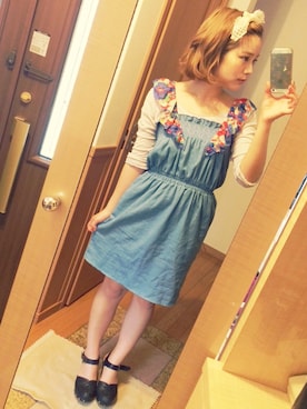 「ジャパンブルー」｜「アイテム（ワンピース/ドレス）」を使った、安中亜美さん（レディース・148cm）の夏コーディネート