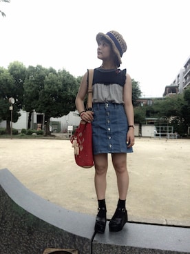 「tamao（タマオ）のアイテム」を使った、安中亜美さん（レディース・148cm）の夏コーディネート