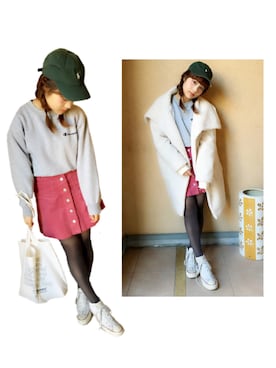 「merry jenny（メリージェニー）のアイテム（その他アウター）」を使った、安中亜美さん（レディース・148cm）の冬コーディネート
