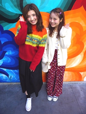 「シアタープロダクツ(THEATRE PRODUCTS)」｜「アイテム（その他）」を使った、安中亜美さん（レディース・148cm）の冬コーディネート