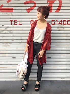 「No6（ナンバーシックス）のアイテム」を使った、安中亜美さん（レディース・148cm）の夏コーディネート