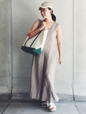 「Steven Alan（スティーブンアラン）のアイテム（オールインワン・サロペット）」を使った、おまつさん（レディース・163cm）の夏コーディネート