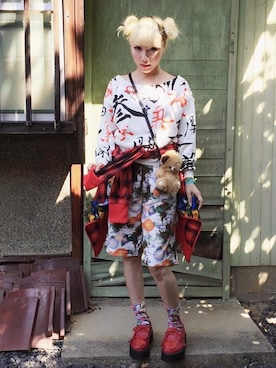 「アイテム（ジャージ、レッド系）」を使った、MiRichan_44歳さん（レディース・148cm）の冬コーディネート