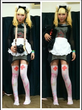 「ネコミミ」｜「アイテム（ワンピース/ドレス）」を使った、MiRichan_43歳さん（レディース・148cm）の冬コーディネート