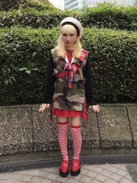 「ボーダーソックス」｜「アイテム（その他トップス）」を使った、MiRichan_43歳さん（レディース・148cm）の冬コーディネート