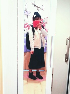 「one after another NICE CLAUP（ワンアフターアナザーナイスクラップ）のアイテム（ニットキャップ/ビーニー）」を使った、あーりさん（レディース・153cm）の冬コーディネート