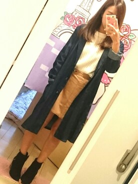 「one after another NICE CLAUP（ワンアフターアナザーナイスクラップ）のアイテム（チェスターコート）」を使った、あーりさん（レディース・153cm）の秋コーディネート