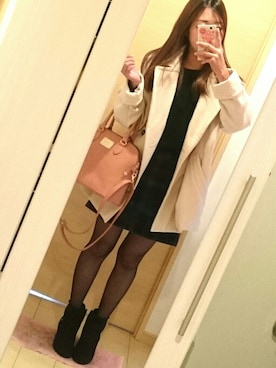「コクーンコート」｜「アイテム（ブーティ）」を使った、あーりさん（レディース・153cm）の冬コーディネート