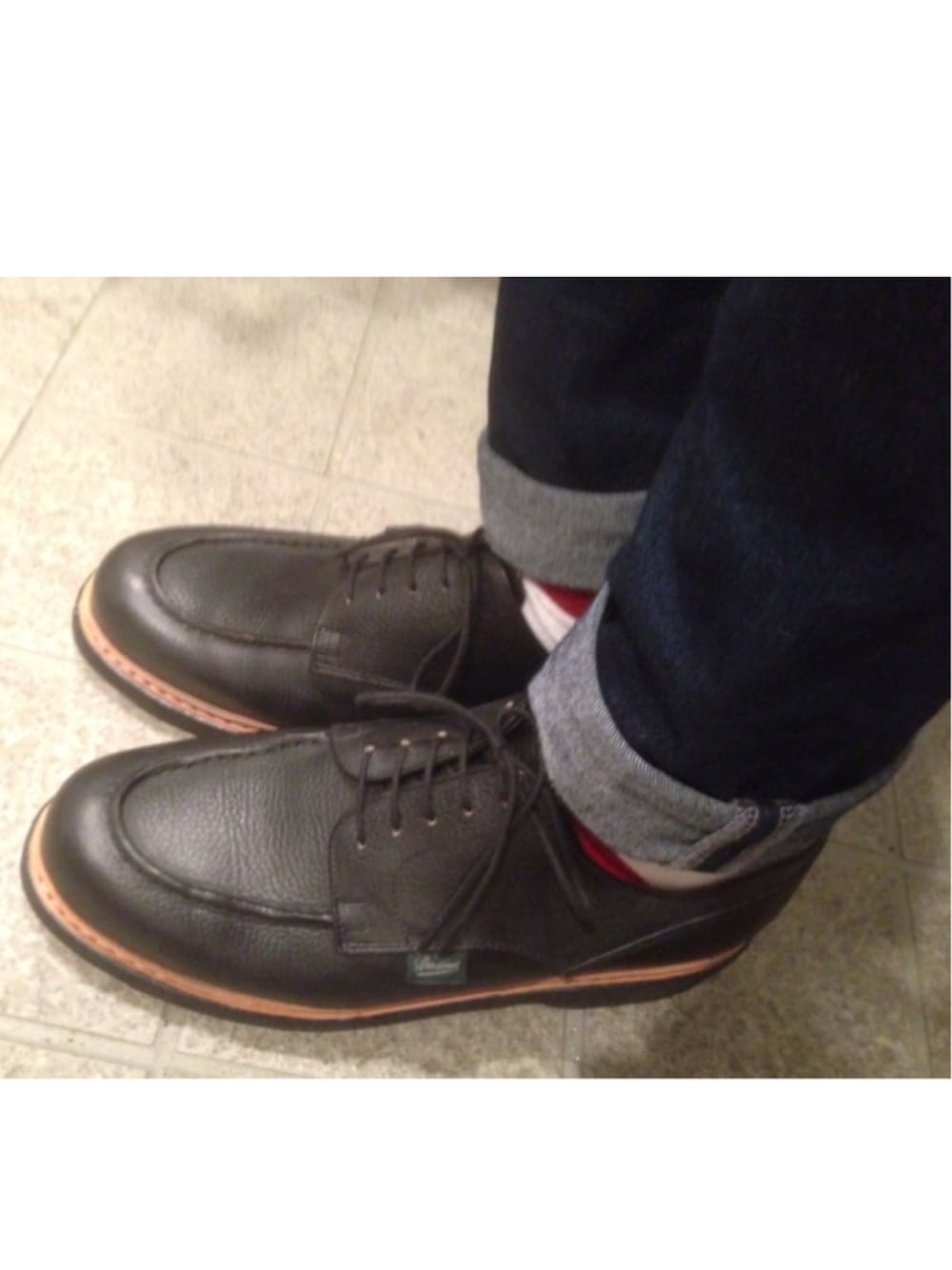 「Paraboot」｜「Parabootのシャンボート（レインシューズ、ブラック系）」を使った、daiki さん（メンズ・178cm）の春コーディネートの1枚目の写真