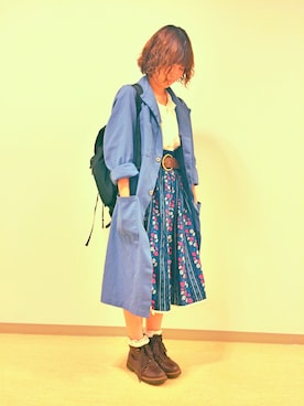 「民族衣装」｜「アイテム（ジャケット/アウター）」を使った、恵さん（レディース・157cm）の春コーディネート
