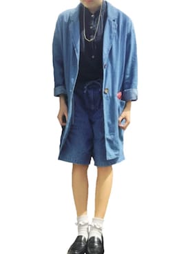 「ハーフパンツ」｜「アイテム（チェスターコート）」を使った、小 芥 子さん（レディース・158cm）の春コーディネート