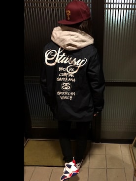 「stussywomen」｜「アイテム（ブルゾン）」を使った、しおりさん（レディース・163cm）の秋コーディネート
