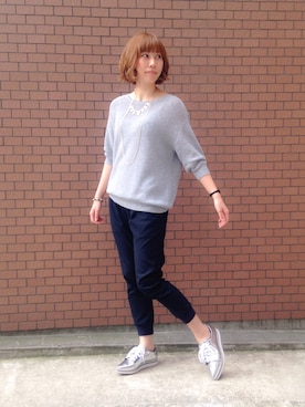 「OSMOSIS（オズモーシス）のアイテム（シューズ）」を使った、植田 秀美さん（レディース・165cm）の春コーディネート