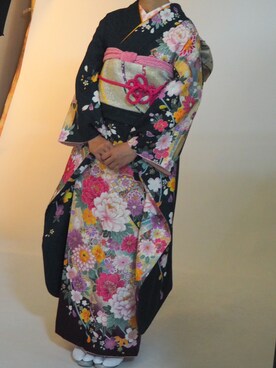 「アイテム（浴衣、グリーン系）」を使った、hitomiさん（レディース・161cm）の秋コーディネート