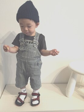 「SHIPS KIDS（シップスキッズ）のアイテム（オールインワン・サロペット）」を使った、SOUさん（キッズ・70cm）の春コーディネート