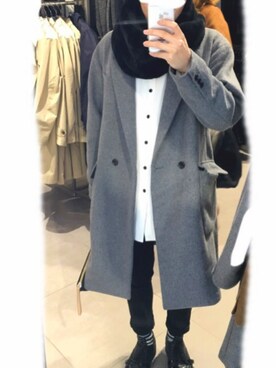 「おでかけ」｜「アイテム（チェスターコート）」を使った、IIITKNさん（メンズ・169cm）の冬コーディネート