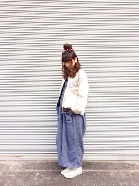 「寒い」｜「アイテム（つなぎ/オールインワン）」を使った、もふもふさんさん（レディース・168cm）の冬コーディネート