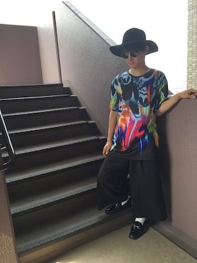 「アイテム（ドレスシューズ、パープル系）」を使った、べーやんさん（メンズ・170cm）の夏コーディネート