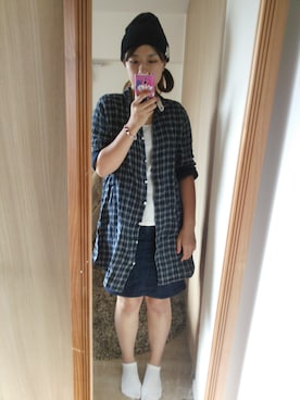 「B.L.U.E（ビーエルユーイー）のアイテム（シャツワンピース）」を使った、mihoさん（レディース・162cm）の秋コーディネート