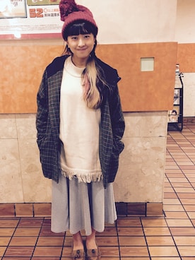 「SWIMMER（SWIMMER）のアイテム（帽子）」を使った、恬さん（レディース・162cm）の冬コーディネート