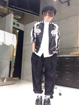 「美容師」｜「アイテム（スタジャン）」を使った、nokota08.08さん（メンズ・161cm）の秋コーディネート